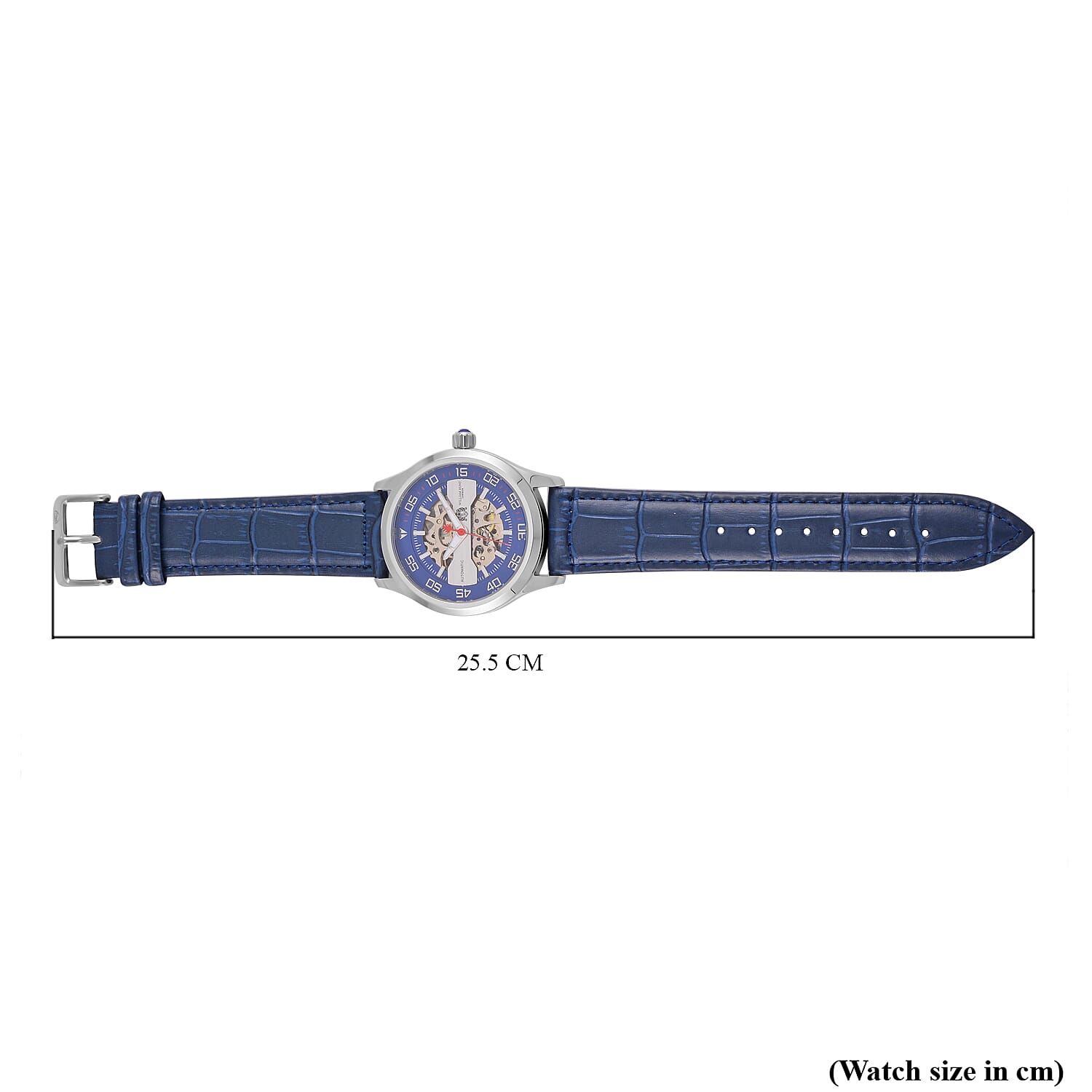  WILLIAM HUNT 5 ATM Water Resistant Automatic Movt. Watch in Silver Tone with Black Leather Strap