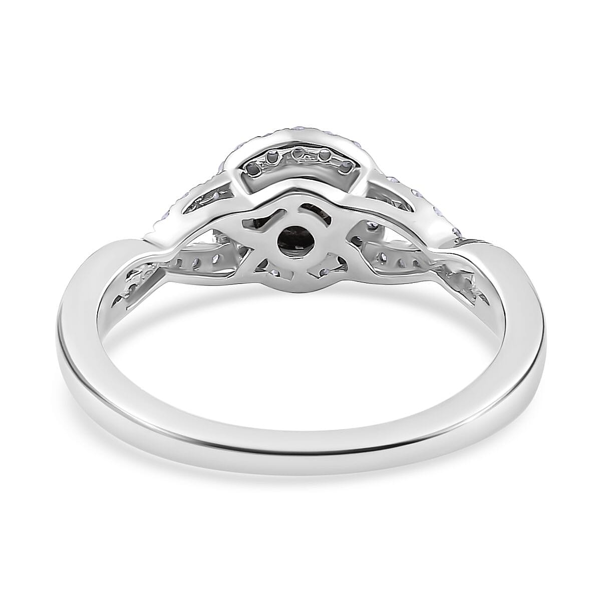 New York Close Out - Natural Black Diamond and White Diamond Ring in Platinum Overlay Sterling Silver 1.00 Ct.
