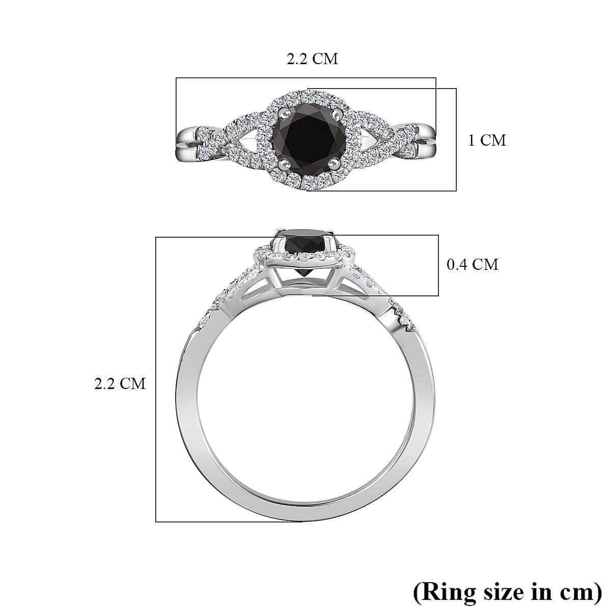 New York Close Out - Natural Black Diamond and White Diamond Ring in Platinum Overlay Sterling Silver 1.00 Ct.