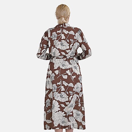 La Marey Floral Dress (Size XL - 20 TO 22) - Brown & Brown