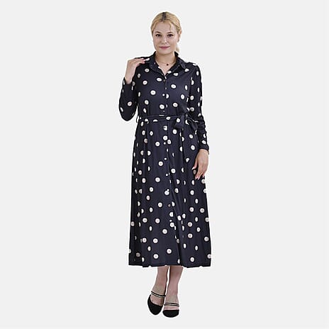 La Marey jersey waistband maxi dress with half-oval pattern (Size L 16 TO 18) - Black & White