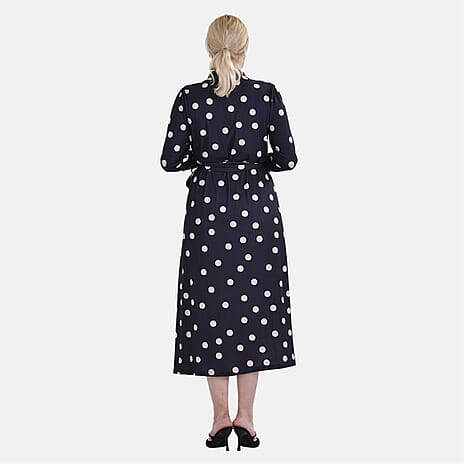 La Marey jersey waistband maxi dress with half-oval pattern (Size L 16 TO 18) - Black & White