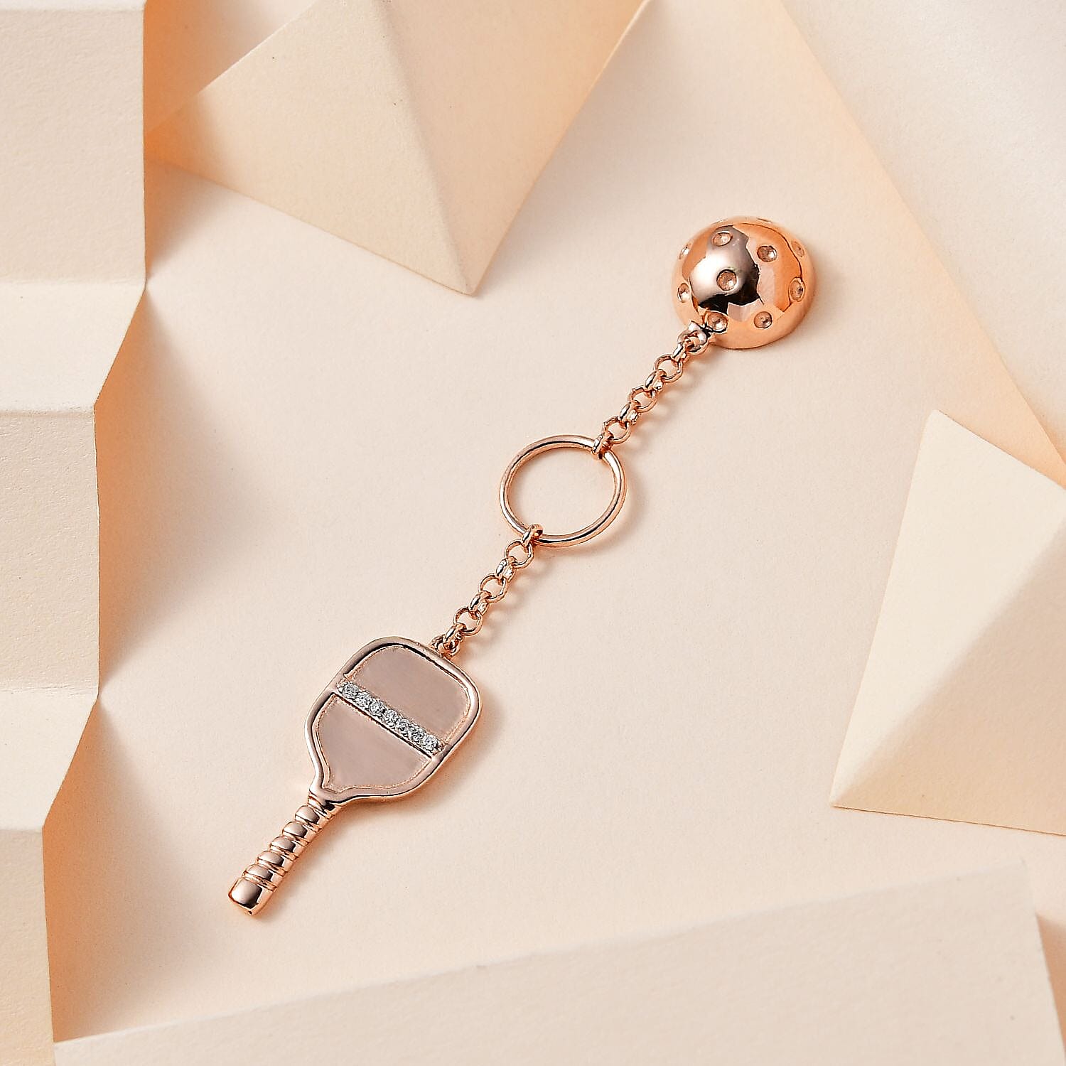 Moissanite  Keychain in Vermeil RG Sterling Silver 0.07 ct  0.070  Ct.