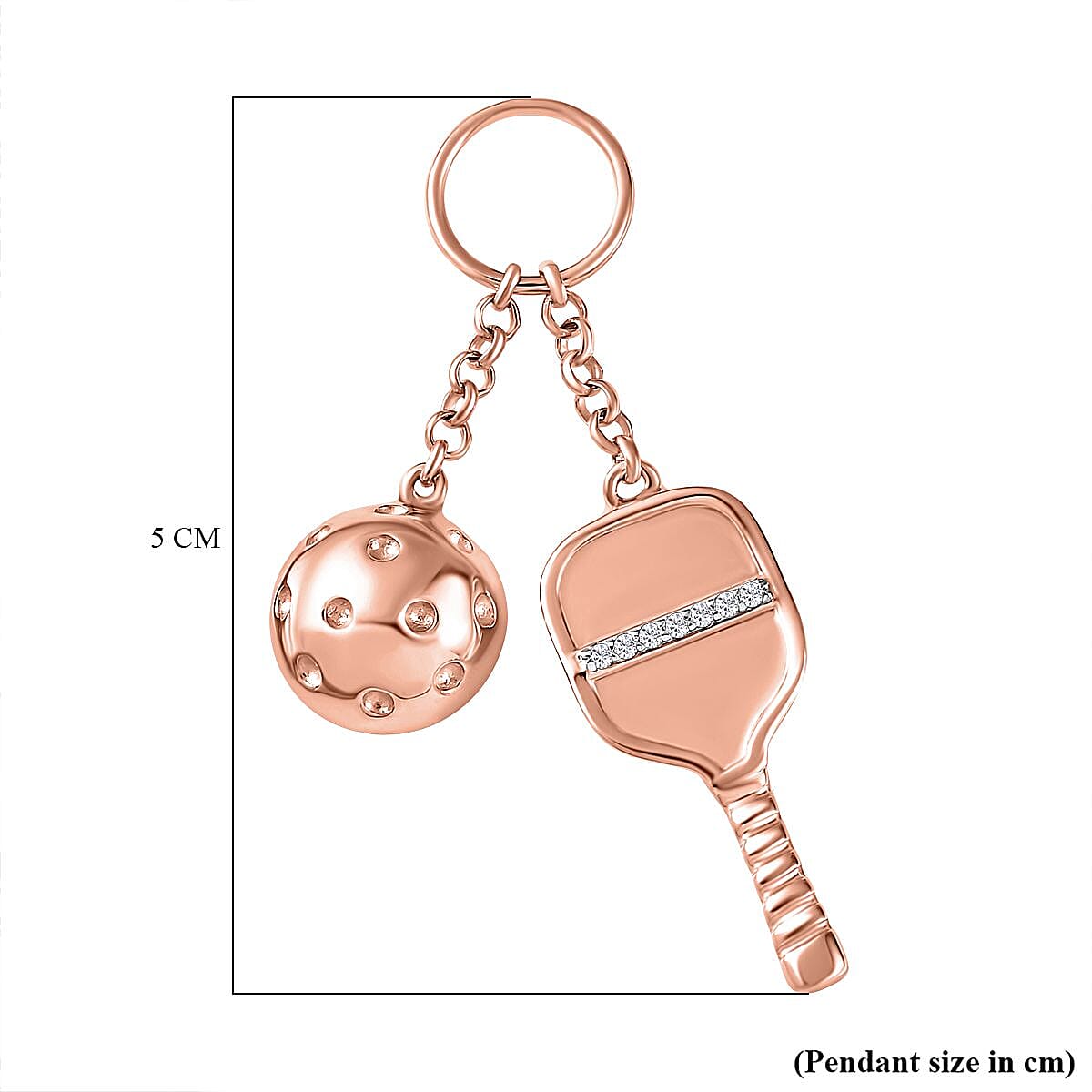 Moissanite  Keychain in Vermeil RG Sterling Silver 0.07 ct  0.070  Ct.