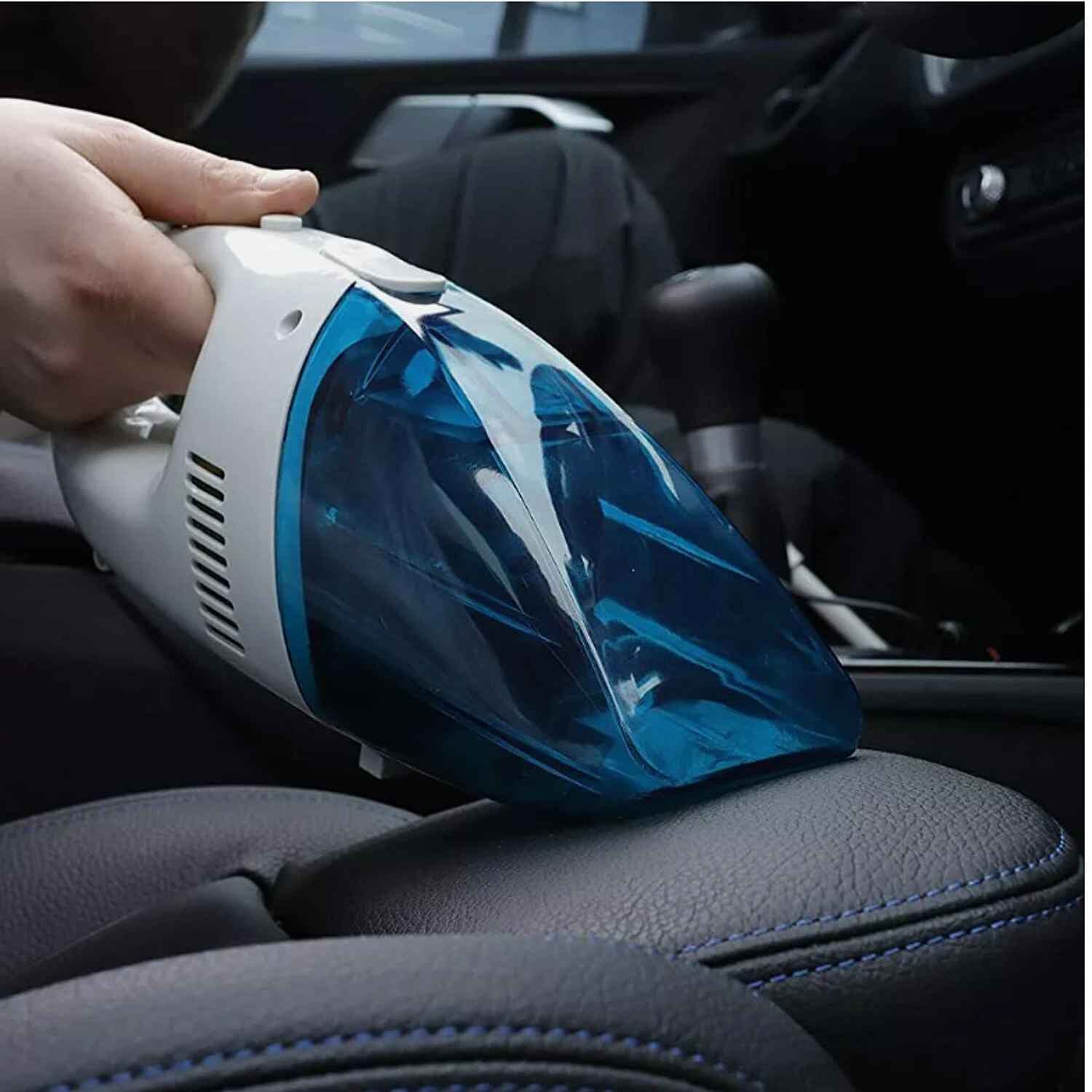 Car Portable High Powered Wet Dry Vacuum Cleaner - Blue - White