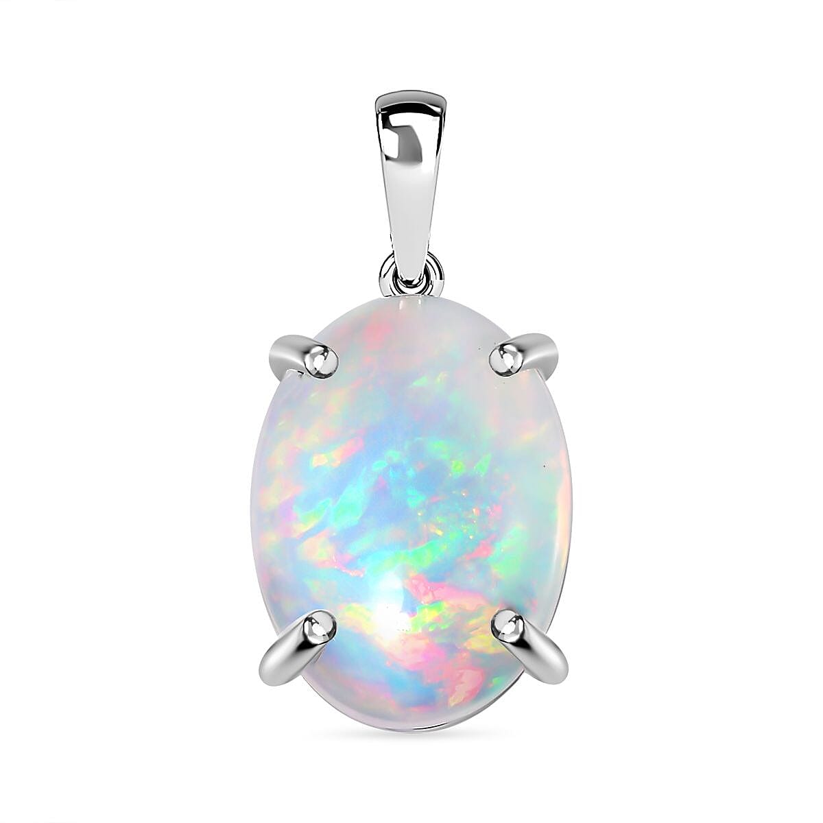 RHAPSODY- 950 Platinum AAAA Ethiopian Welo Opal Solitaire Pendant 9.17 Ct, Platinum Wt 3.90 GM