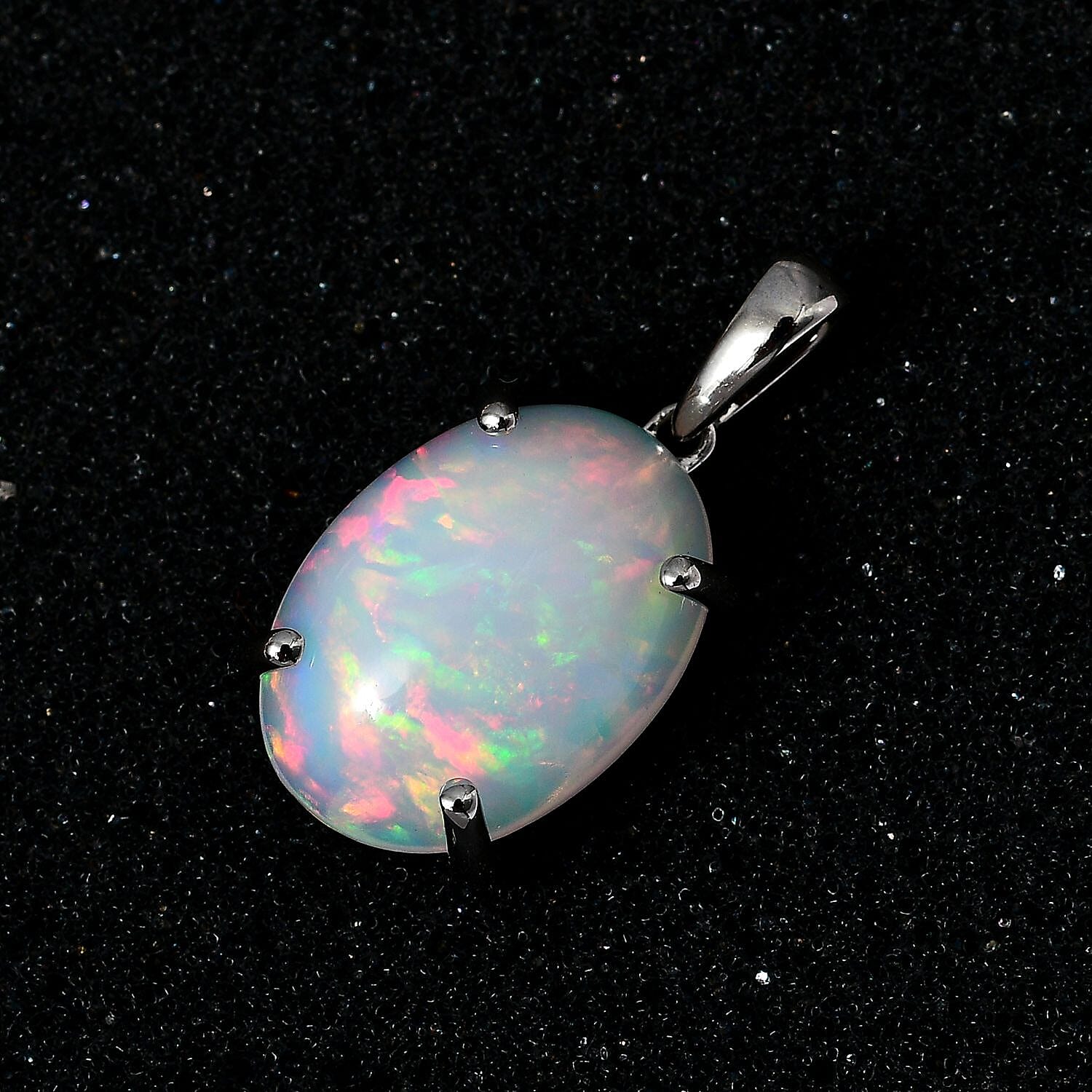 RHAPSODY- 950 Platinum AAAA Ethiopian Welo Opal Solitaire Pendant 9.17 Ct, Platinum Wt 3.90 GM