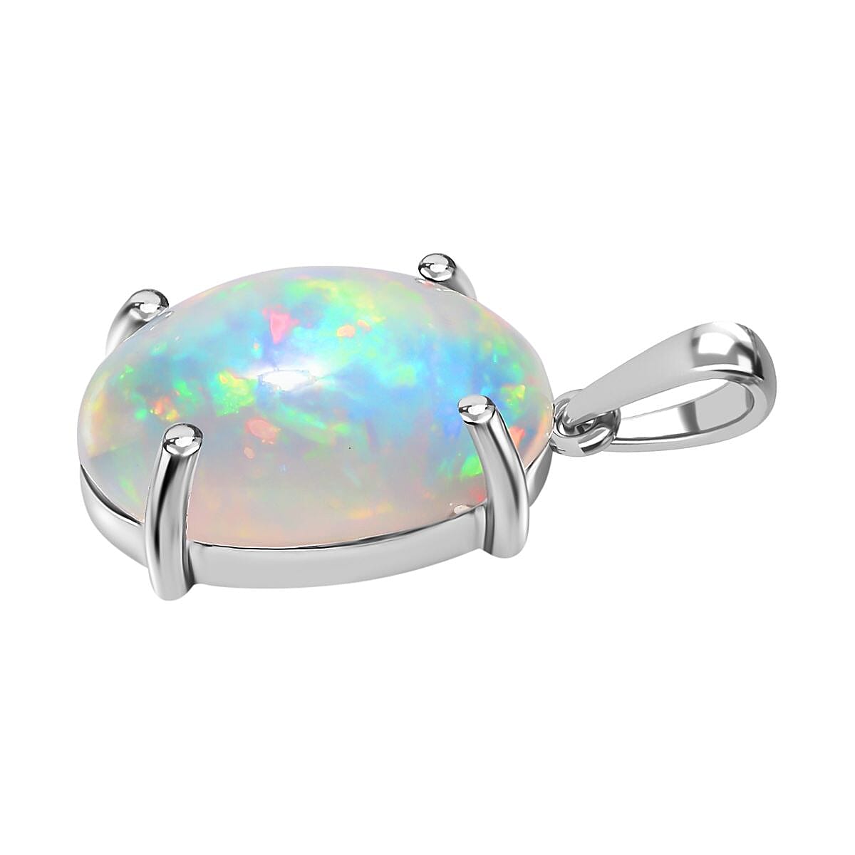 RHAPSODY- 950 Platinum AAAA Ethiopian Welo Opal Solitaire Pendant 9.17 Ct, Platinum Wt 3.90 GM