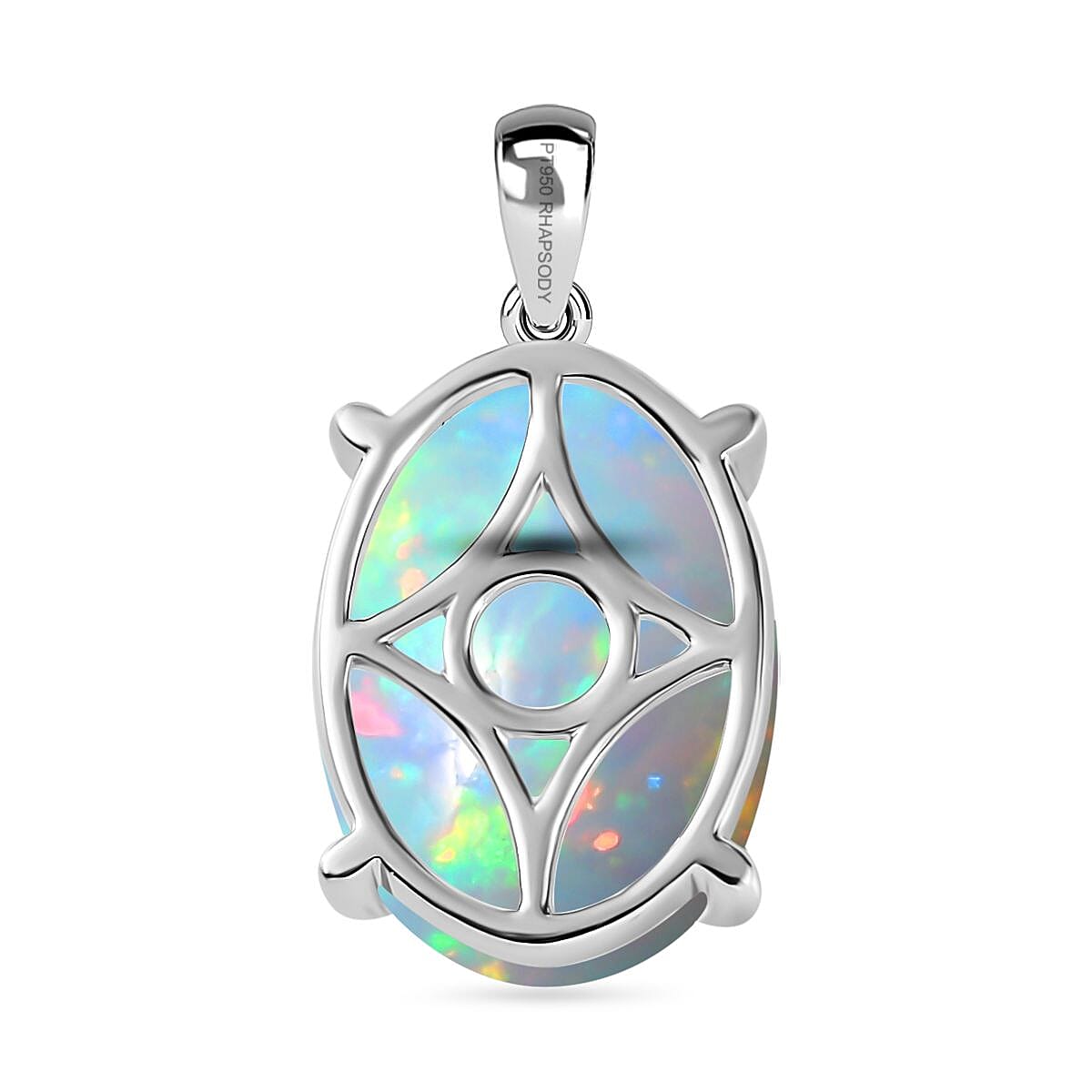 RHAPSODY- 950 Platinum AAAA Ethiopian Welo Opal Solitaire Pendant 9.17 Ct, Platinum Wt 3.90 GM