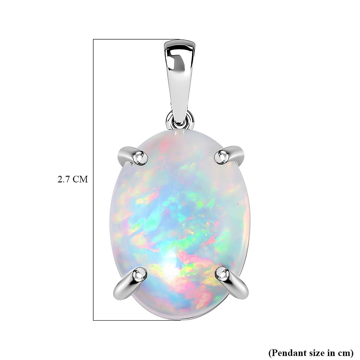 RHAPSODY- 950 Platinum AAAA Ethiopian Welo Opal Solitaire Pendant 9.17 Ct, Platinum Wt 3.90 GM