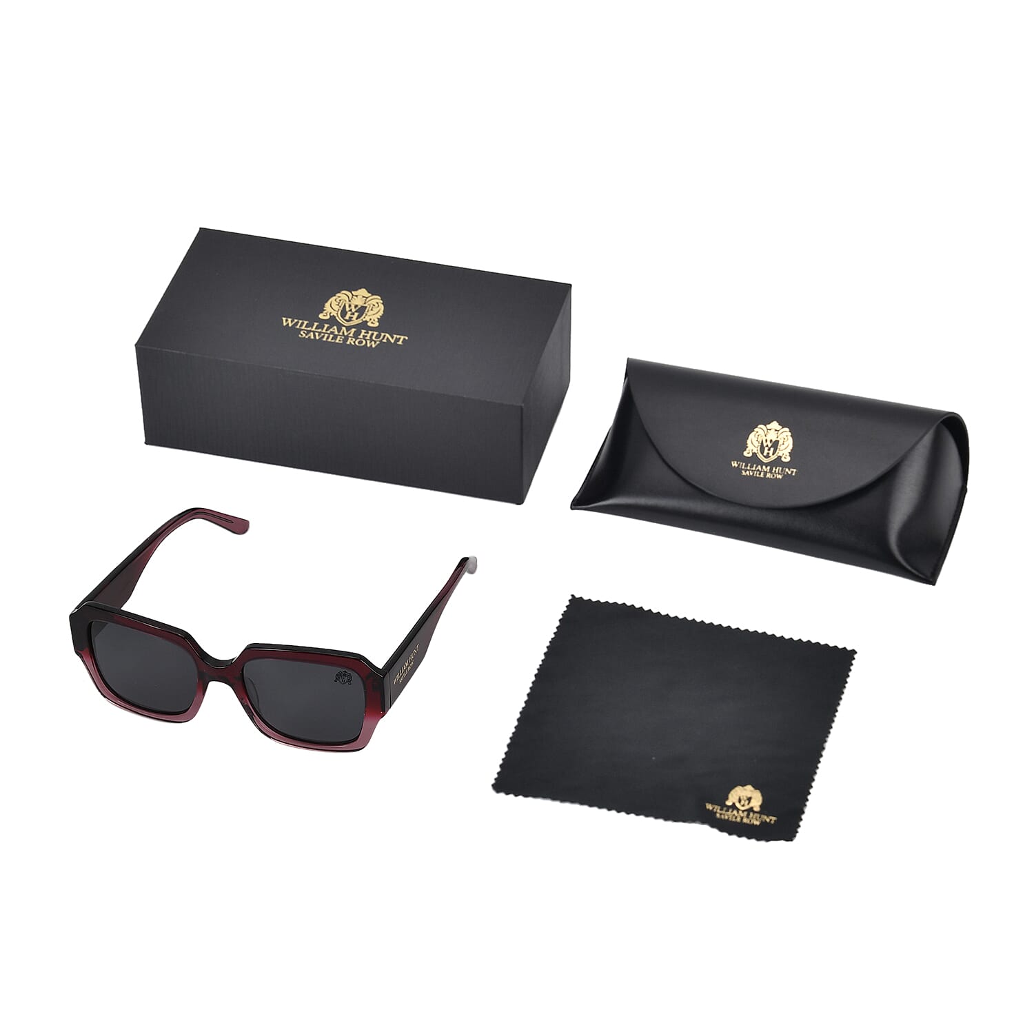 William Hunt-SAVILE ROW Sunglasses Polarized Lens UV 400 Protection - Wine Red