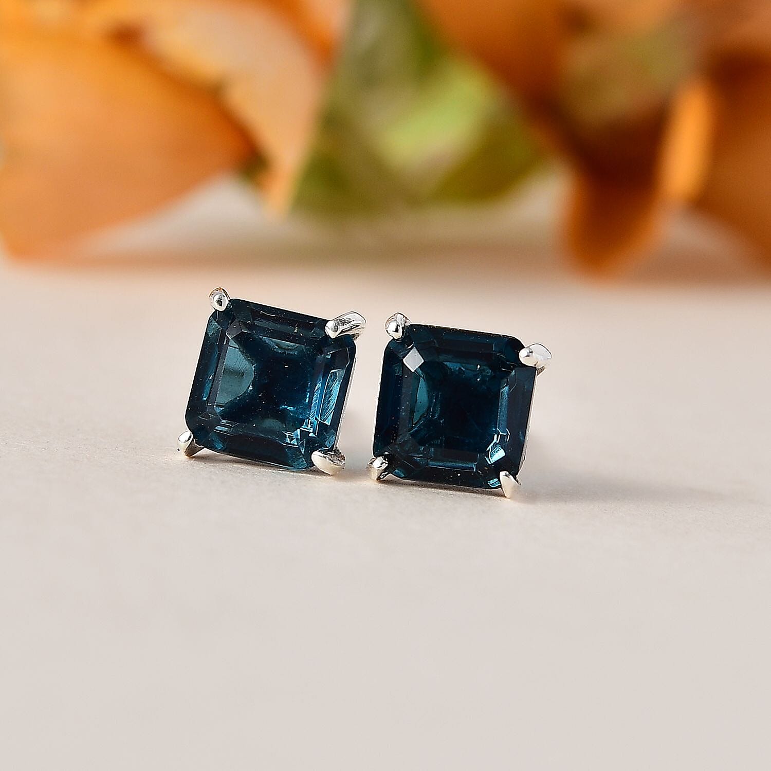 Alexandrite Triplet Quartz Stud Earrings in Platinum Overlay Sterling Silver 2.59 Ct