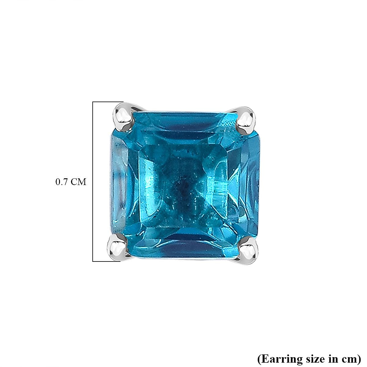 Capri Blue Triplet Quartz Solitaire Earrings in Platinum Overlay Sterling Silver 2.86 Ct.