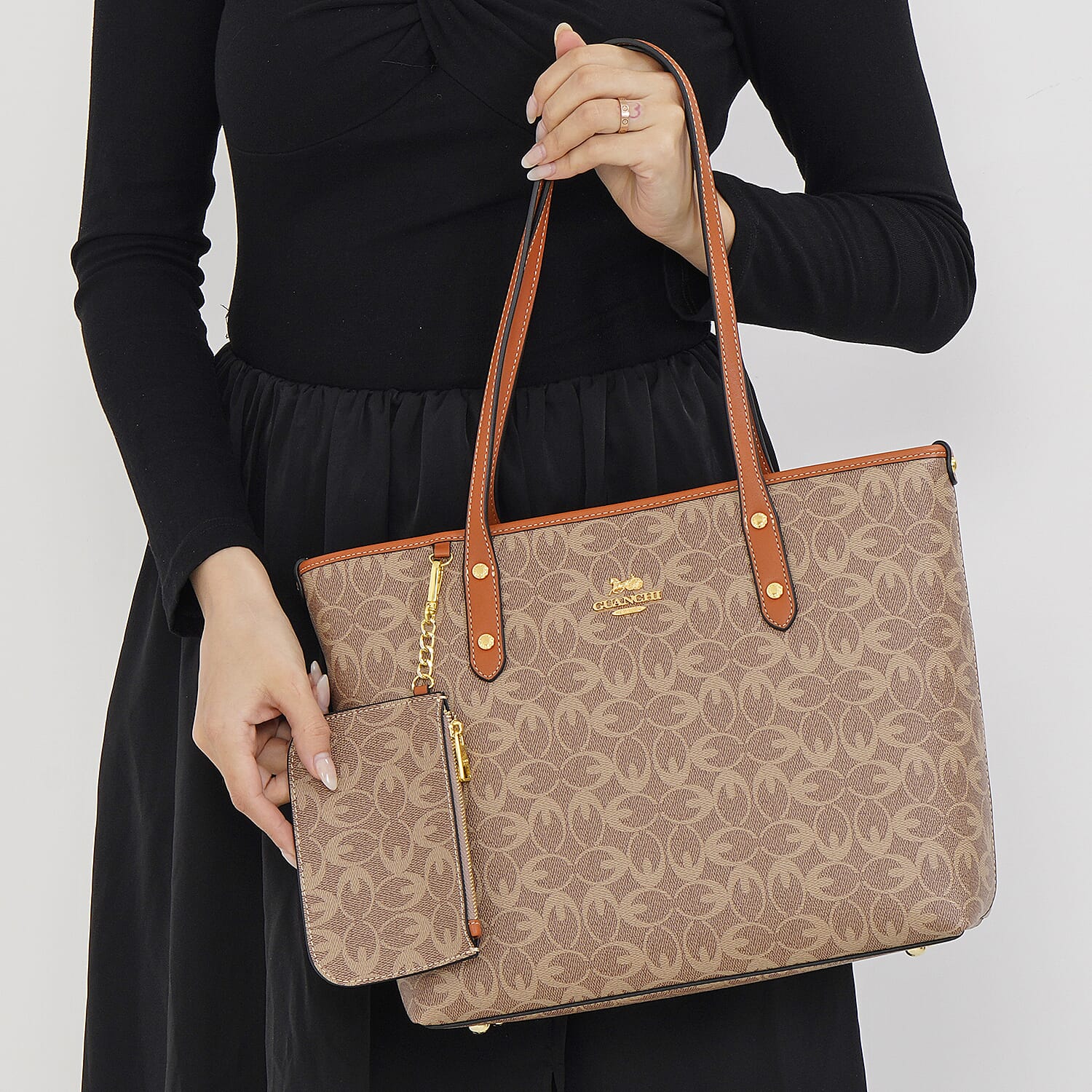  GUANCHI Tote Bag with Detachable Coin Pouch - Off White