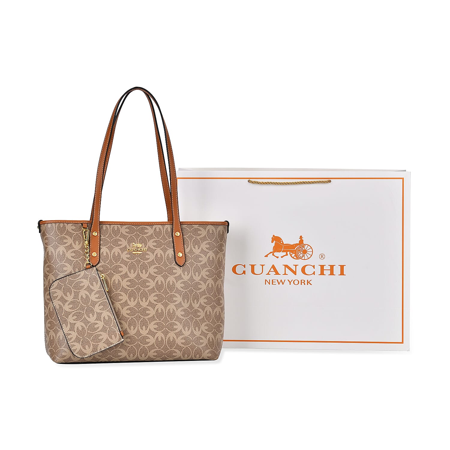  GUANCHI Tote Bag with Detachable Coin Pouch - Off White