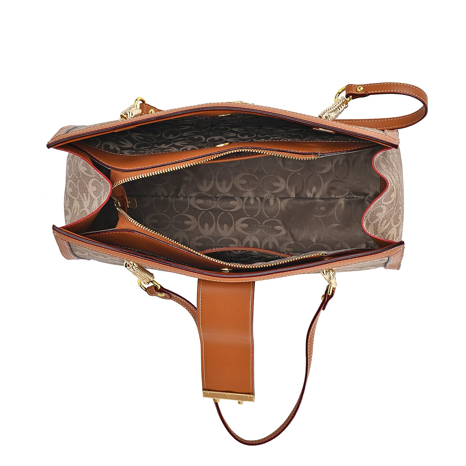 GUANCHI Shoulder Bag with Exterior Zipped Pocket - Off White