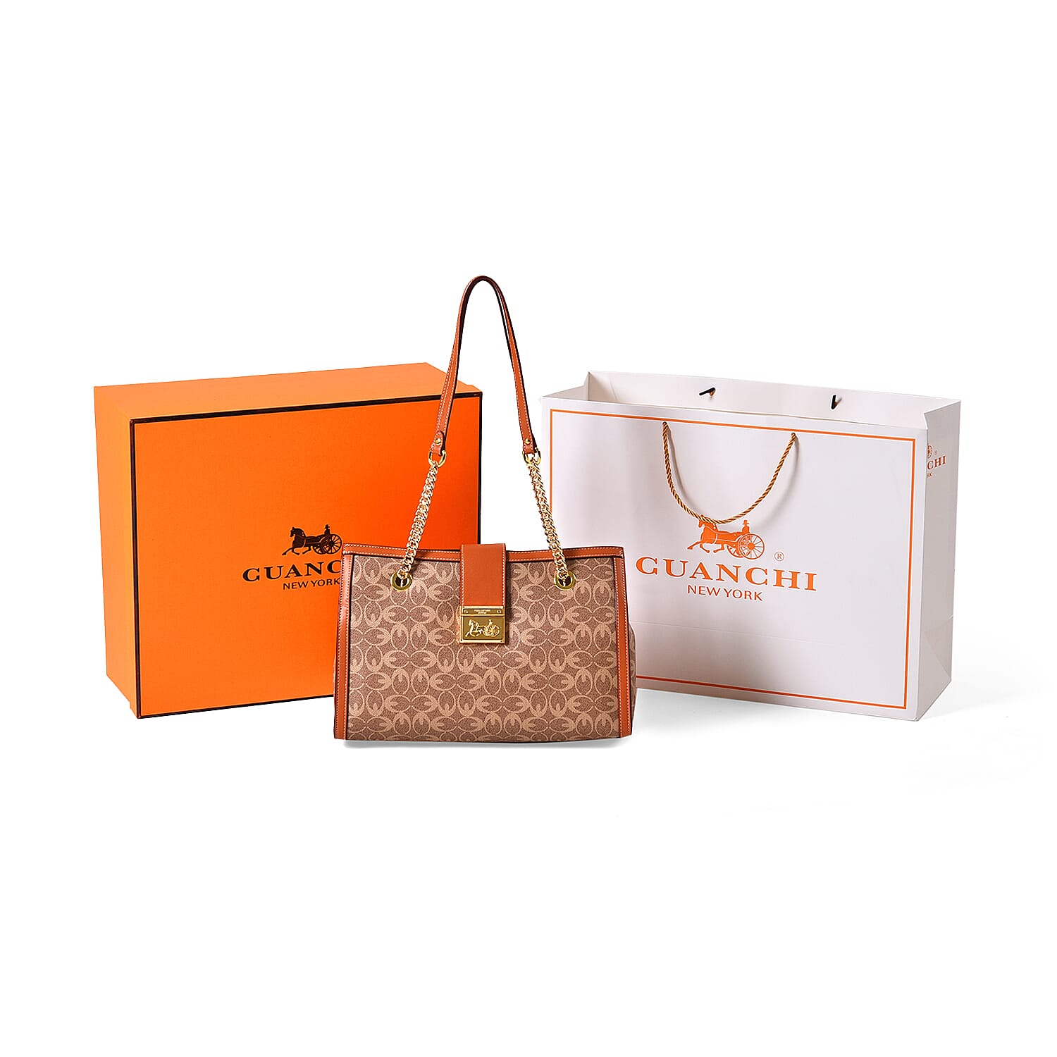  GUANCHI Shoulder Bag with Exterior Zipped Pocket - Off White