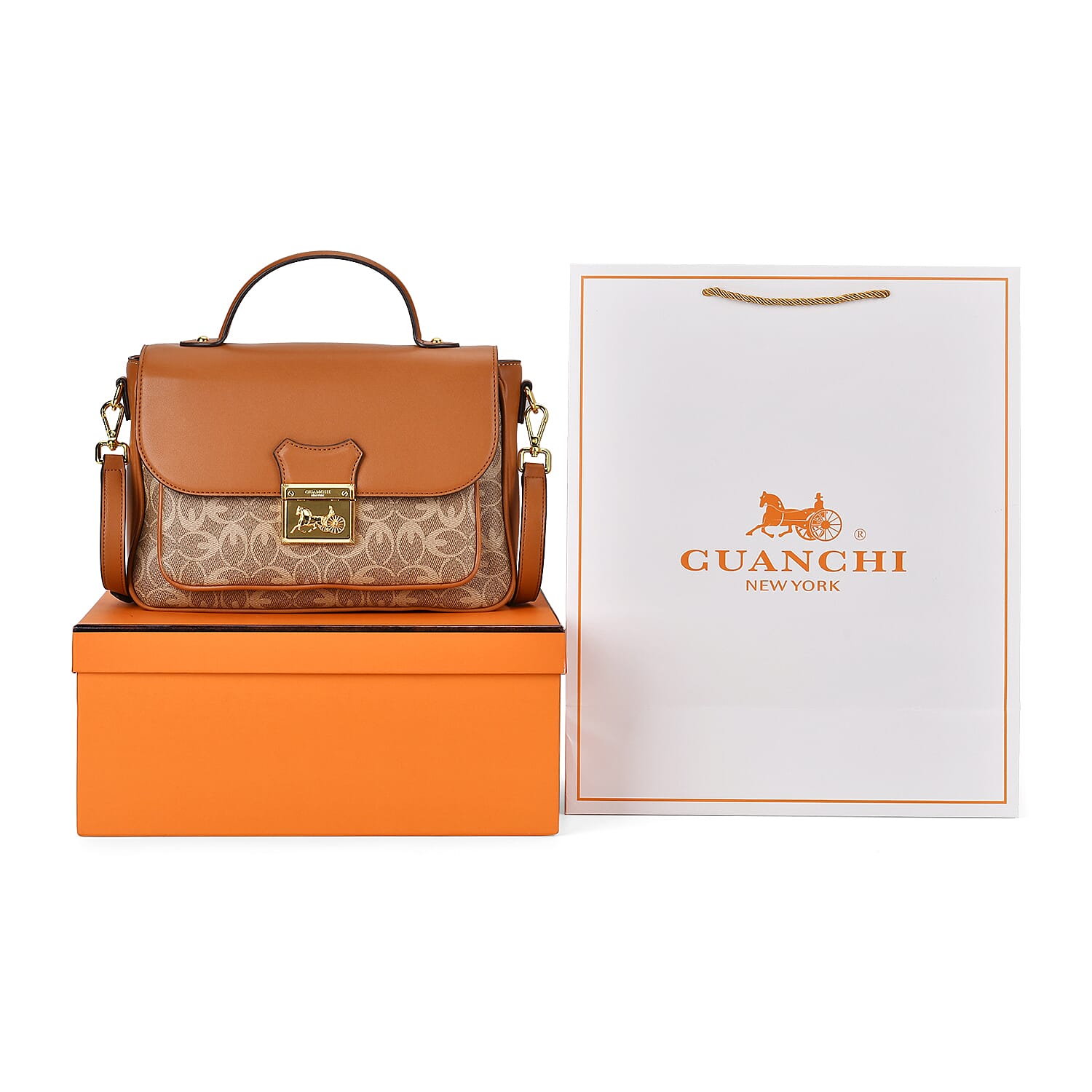 GUANCHI Crossbody Bag with Shoulder Strap - Brown