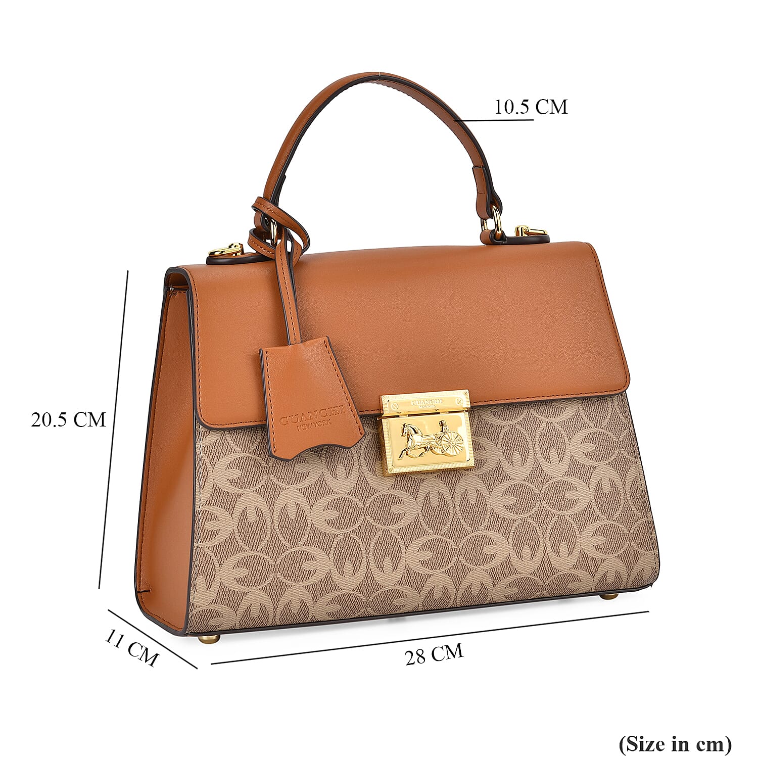 Guanchi PVC Patterned Crossbody Bag (Size 28x11x20 cm) - Brown