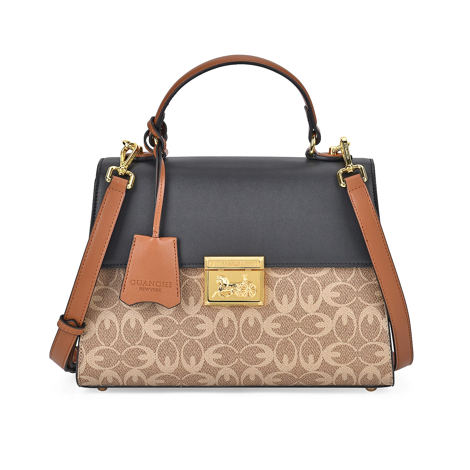 GUANCHI Crossbody Bag with Handle Drop - Brown & Black