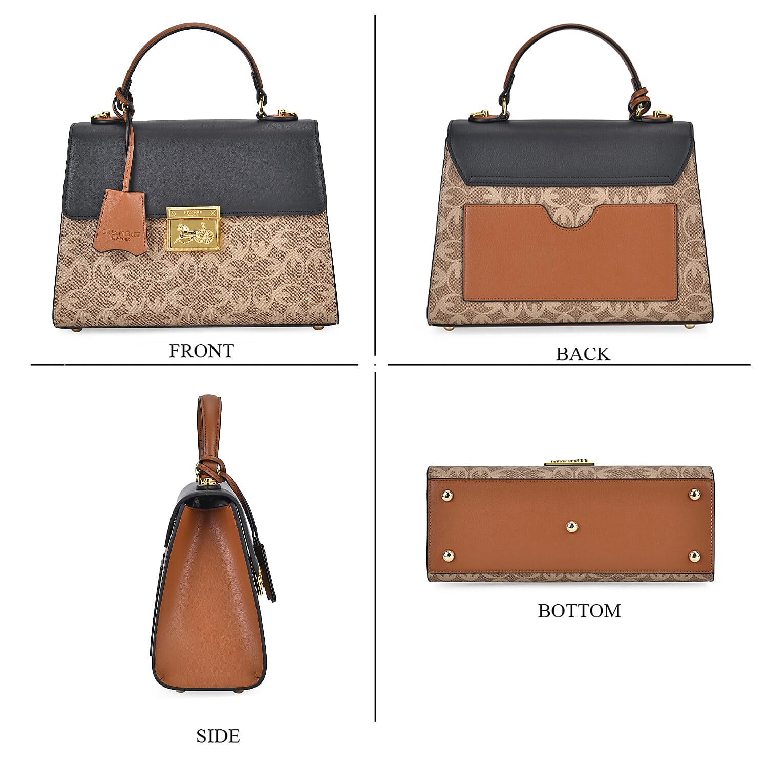 GUANCHI Crossbody Bag with Handle Drop - Brown & Black