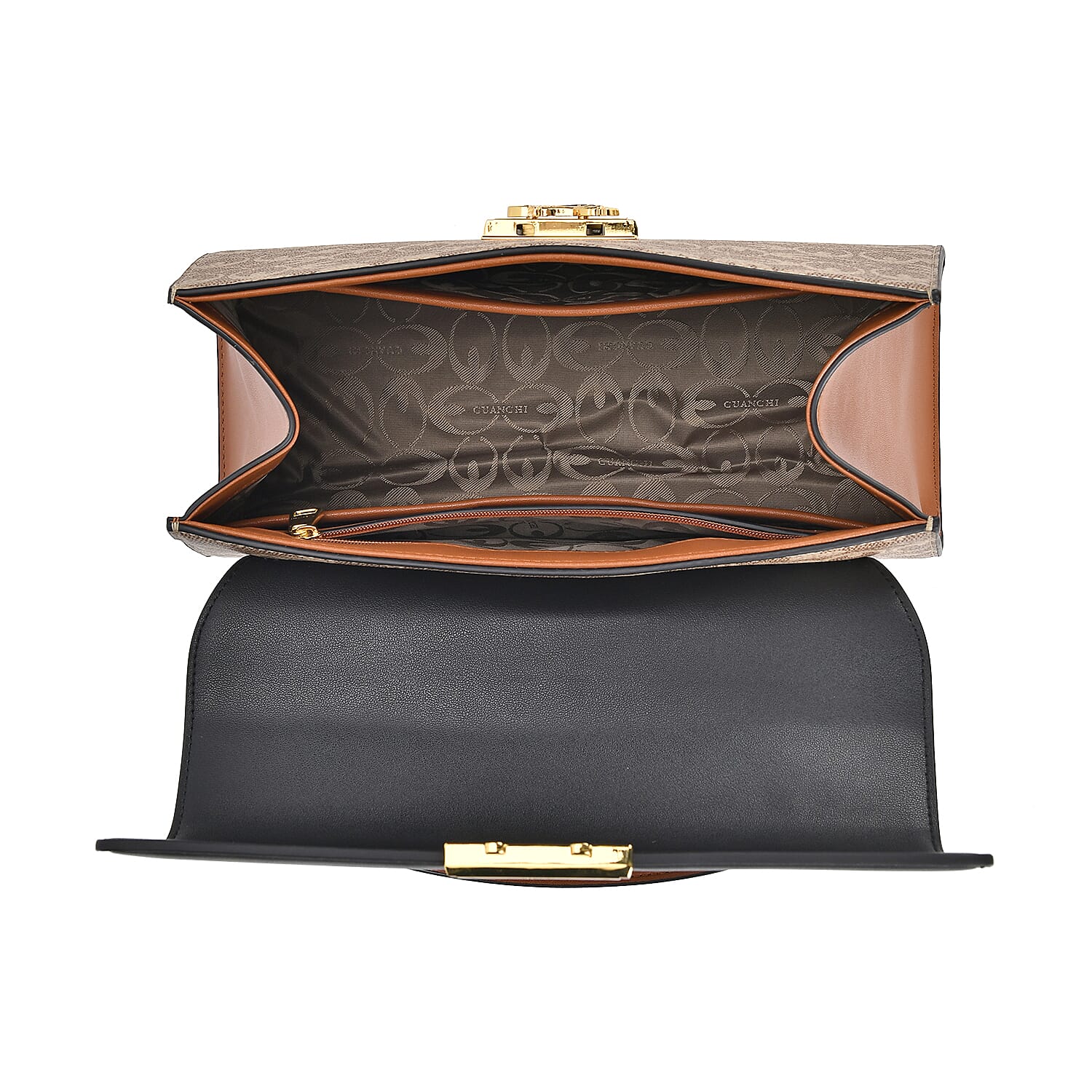 GUANCHI Crossbody Bag with Handle Drop - Brown & Black