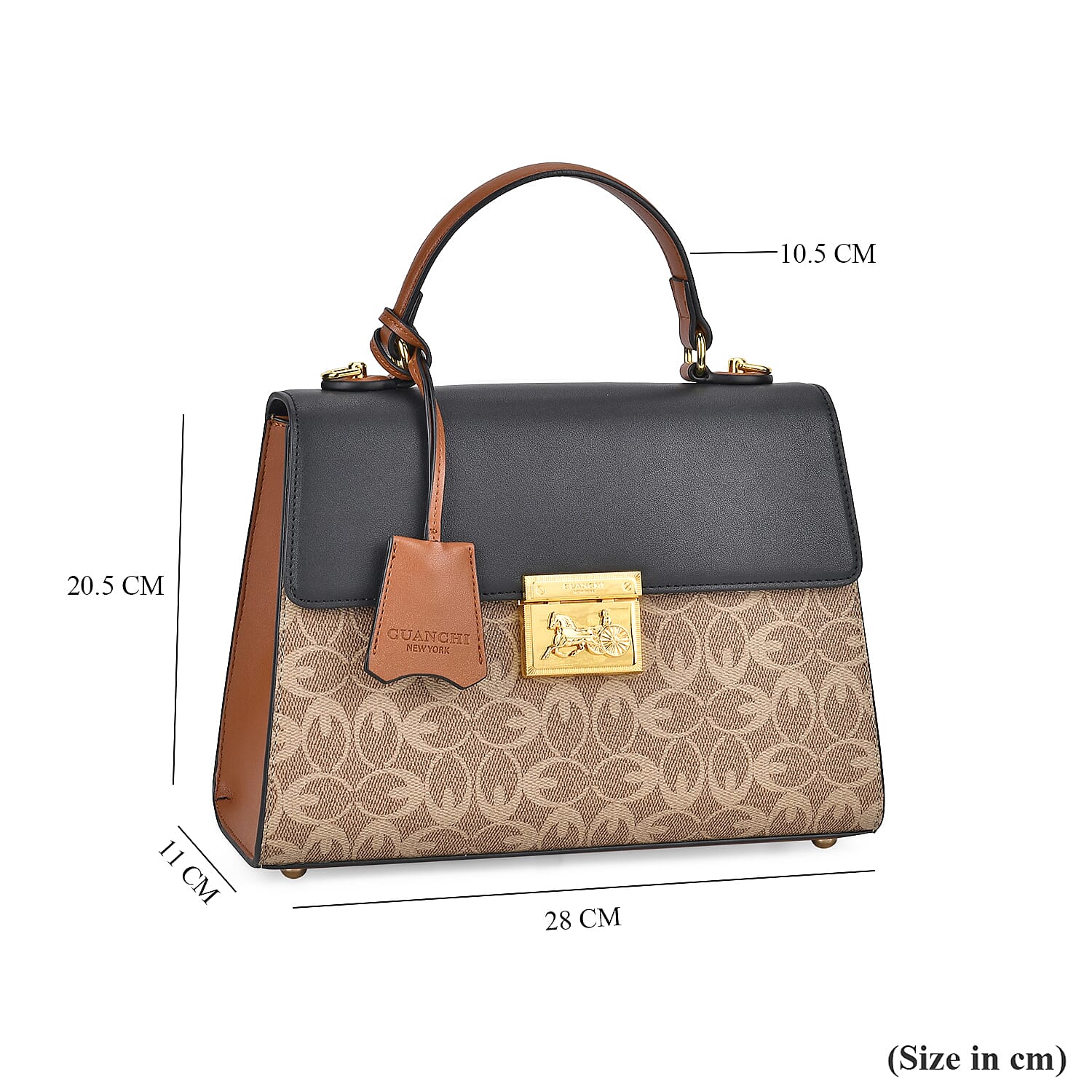 GUANCHI Crossbody Bag with Handle Drop - Brown & Black