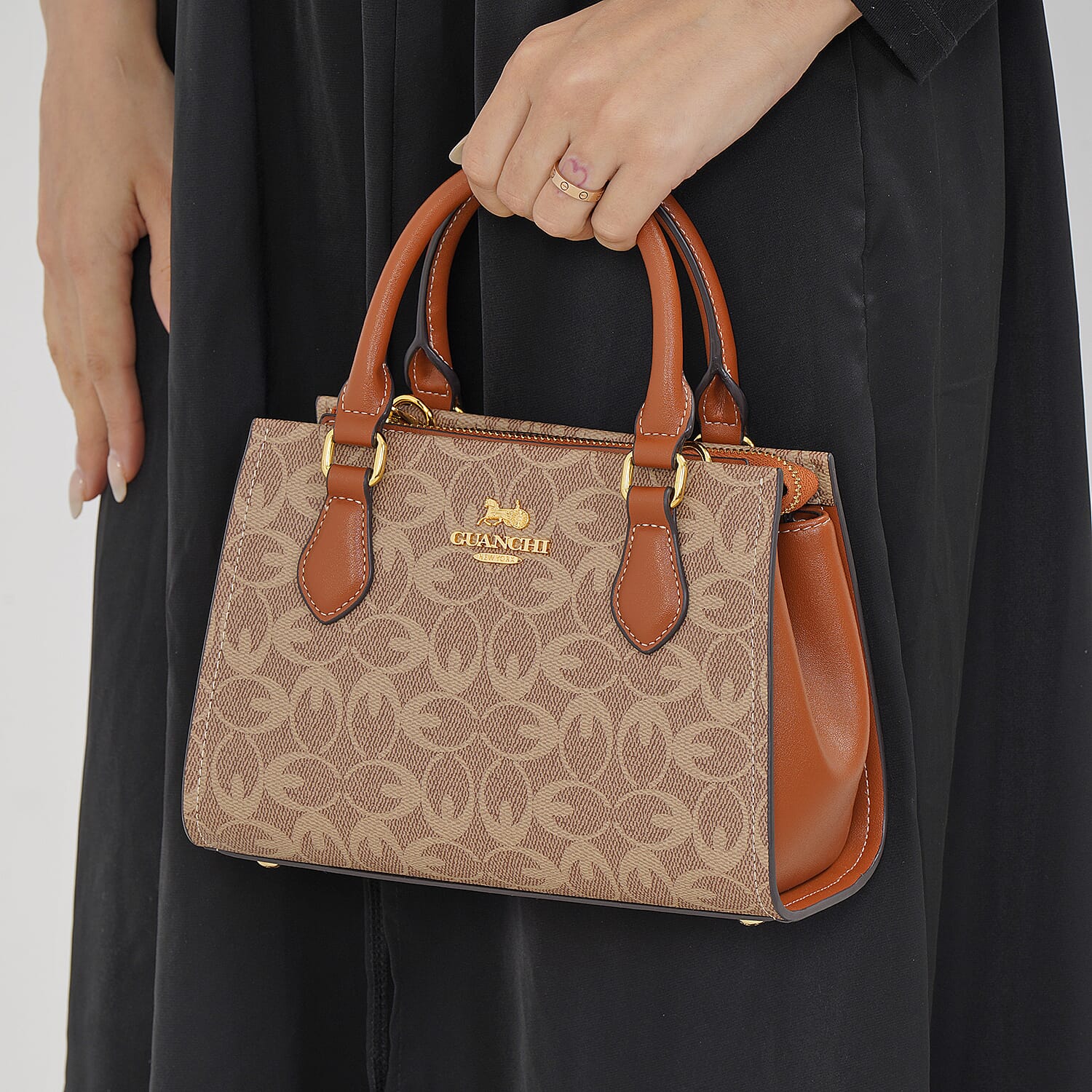 Guanchi Crossbody Bag with Handle Drop - Brown