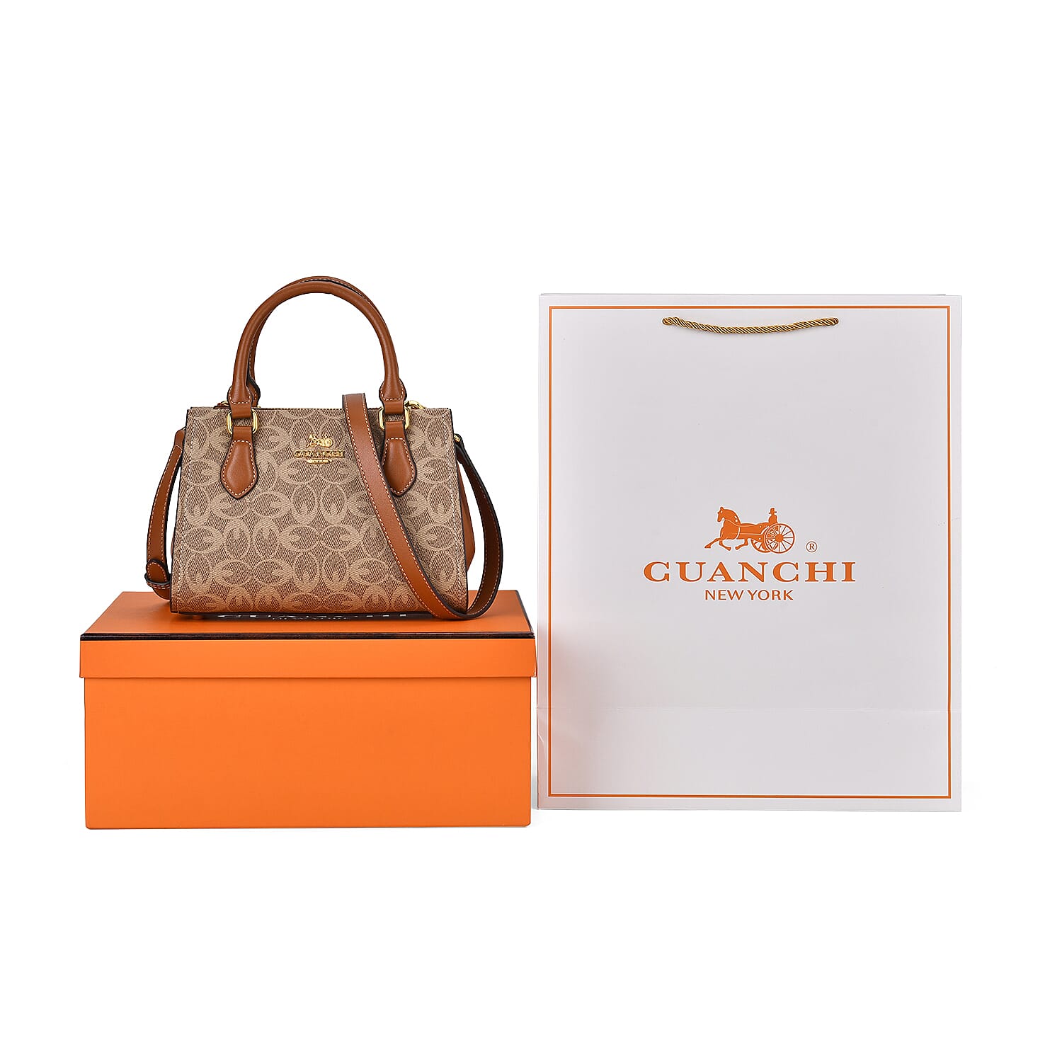 Guanchi Crossbody Bag with Handle Drop - Brown