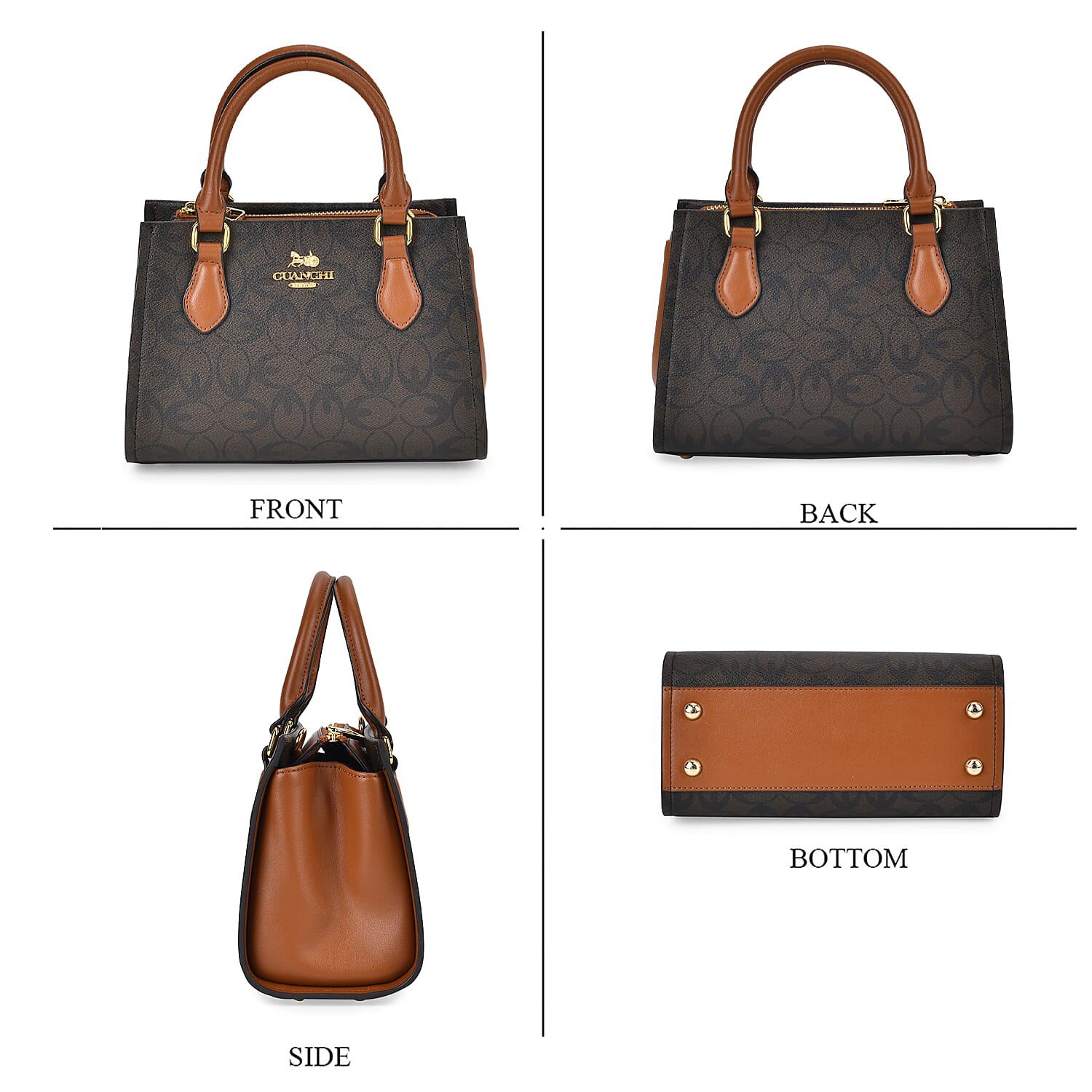 GUANCHI Crossbody Bag with Handle Drop - Dark Coffee & Brown