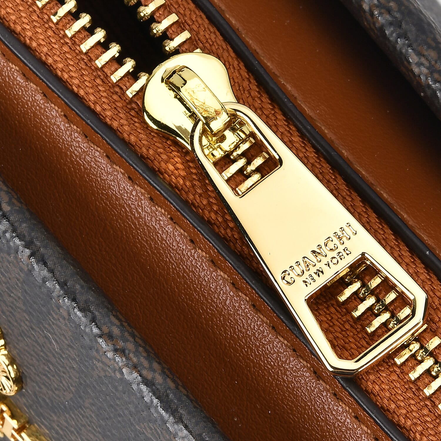 GUANCHI Crossbody Bag with Handle Drop - Dark Coffee & Brown