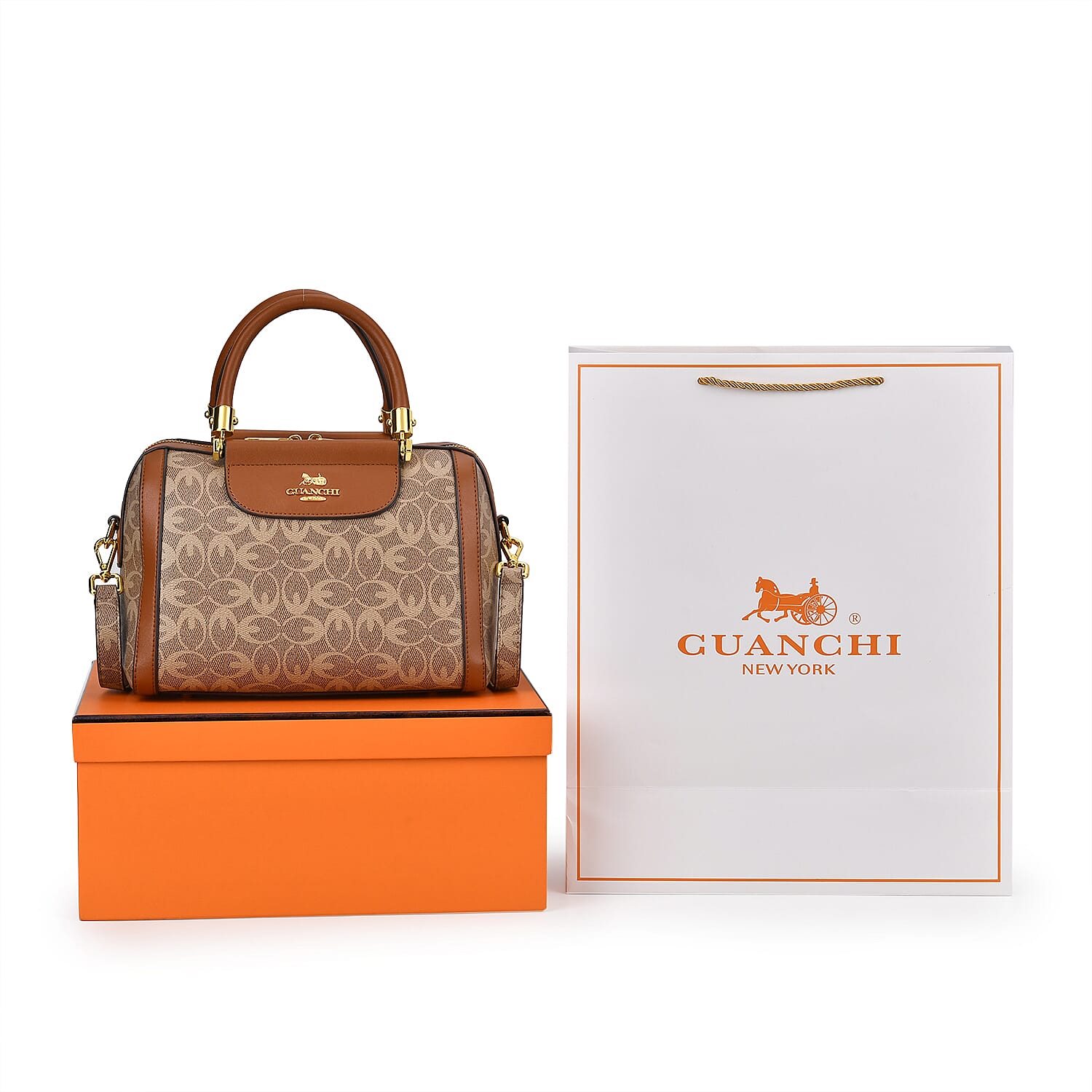 GUANCHI Crossbody Bag with Handle Drop - Brown