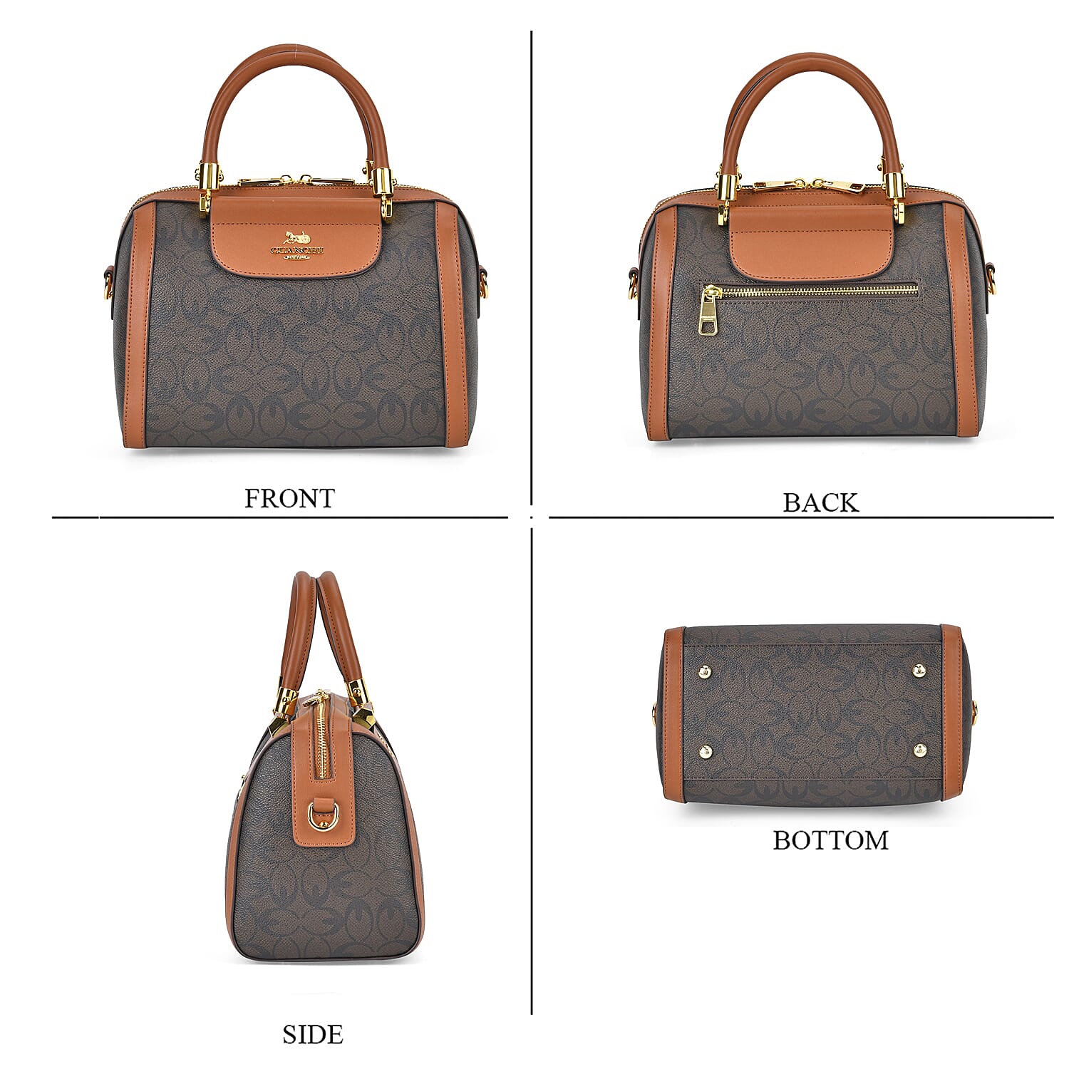 GUANCHI Crossbody Bag with Handle Drop - Dark Coffee & Brown