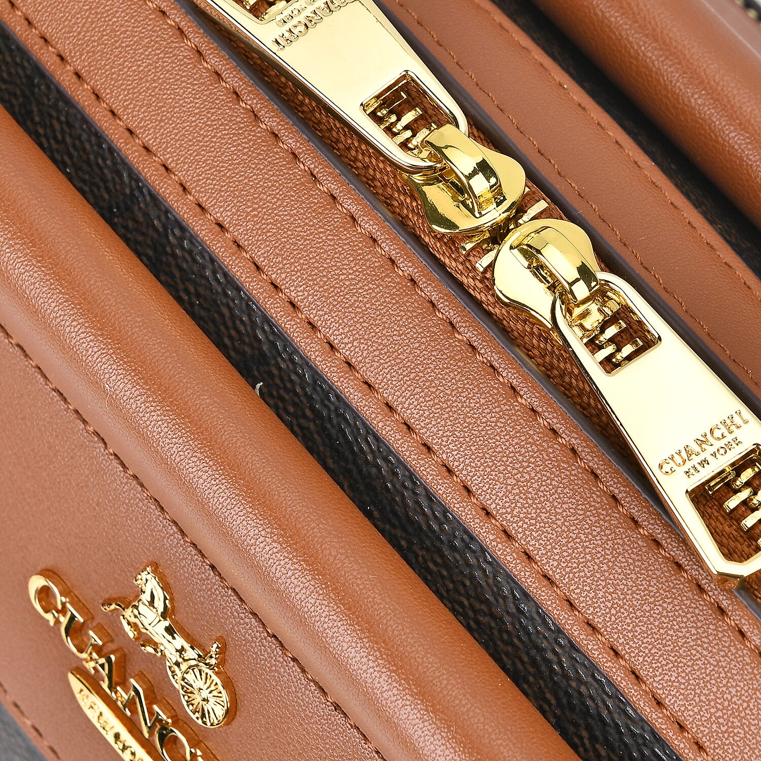 GUANCHI Crossbody Bag with Handle Drop - Dark Coffee & Brown