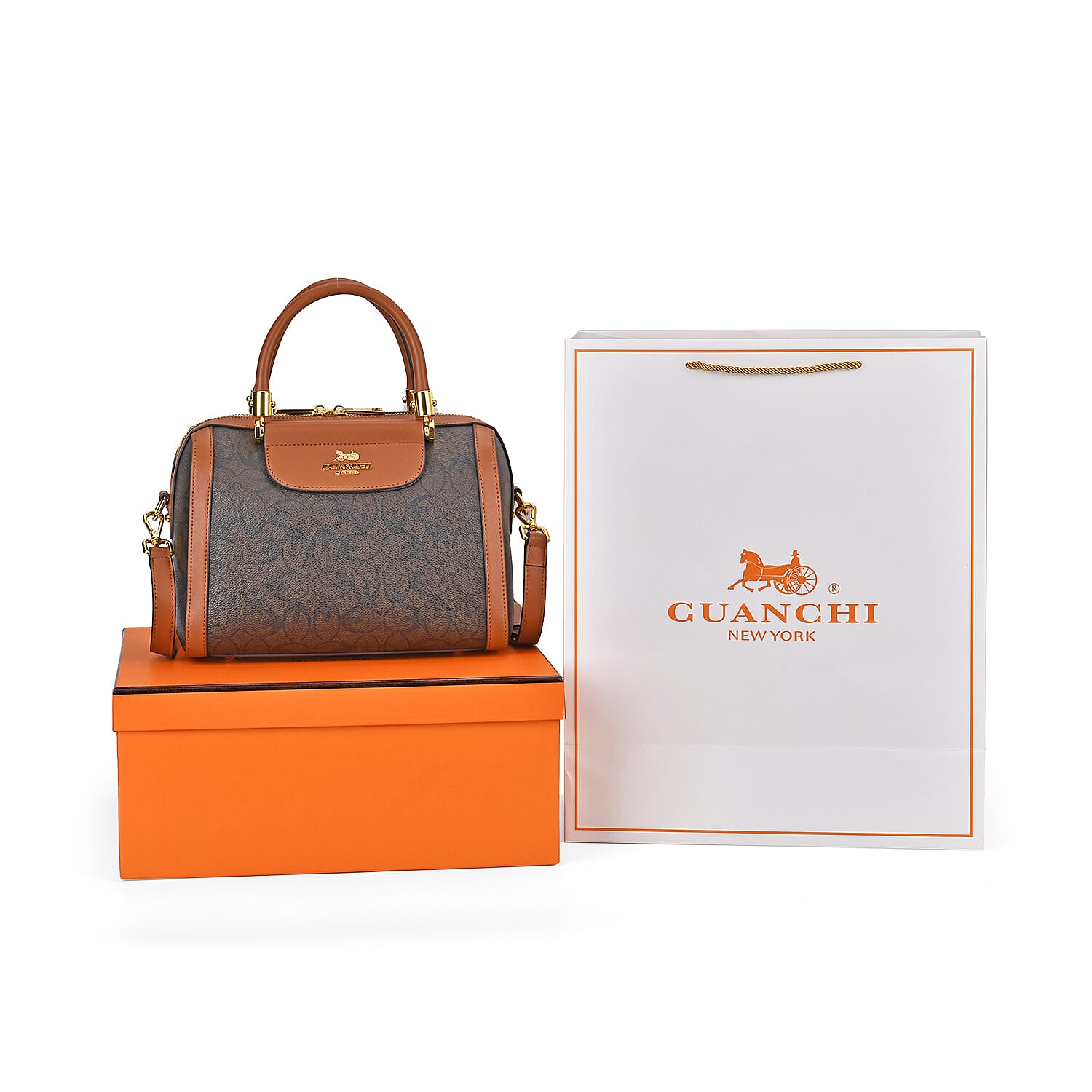 GUANCHI Crossbody Bag with Handle Drop - Dark Coffee & Brown