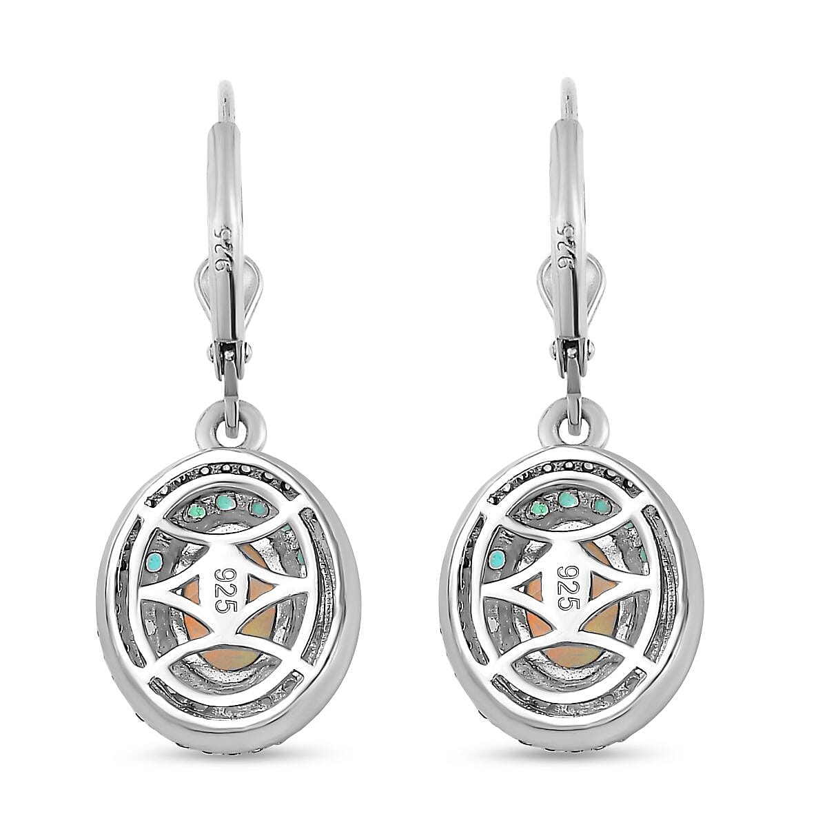 Ethiopian Welo Opal, Emerald & Natural Zircon Earrings in Platinum Overlay Sterling Silver 2.91 Ct.
