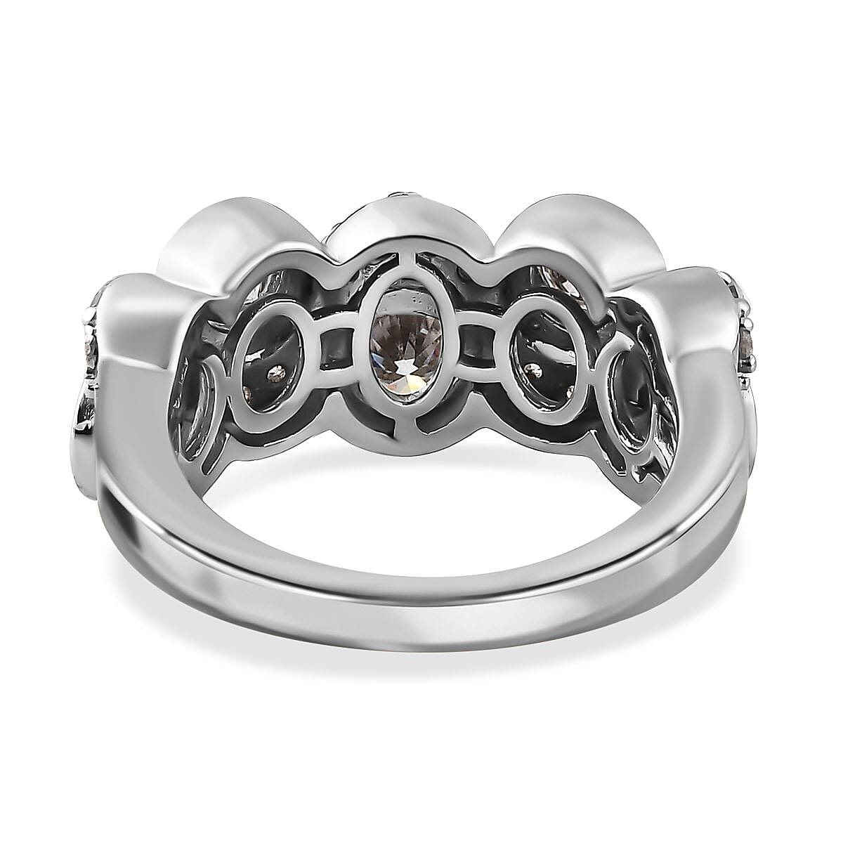 Moissanite Bubble Ring in Platinum Overlay Sterling Silver 1.39 Ct.