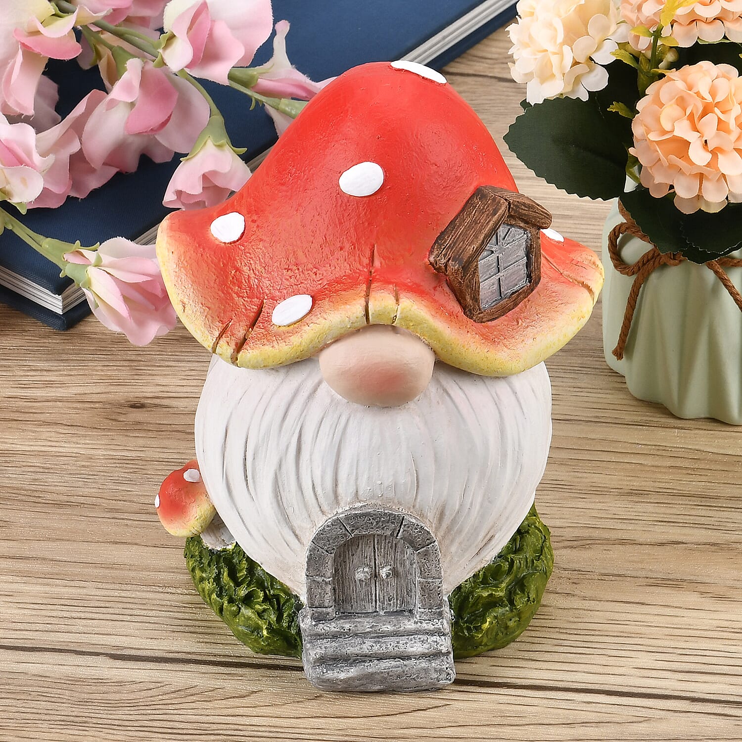 Mushroom Gnome Decor - Orange & White