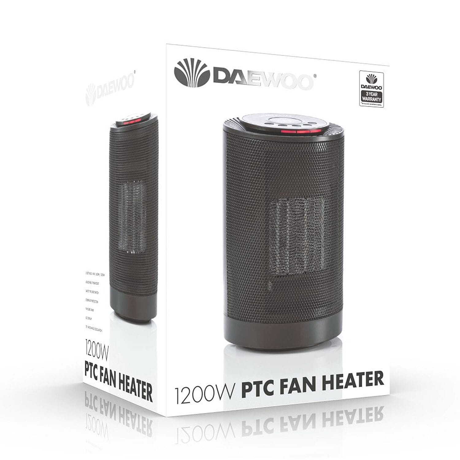 Daewoo Portable Fan Heater Digital Control (1200W) - Black