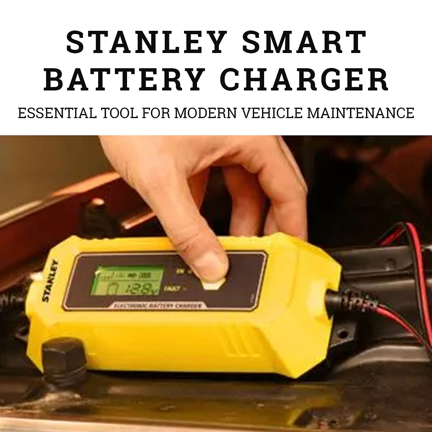 Stanley Smart Battery Charger - Plug Charge GO! (6-12V 4A) -Yellow