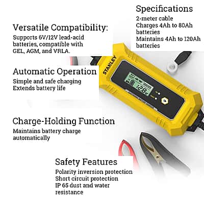 Stanley 15-Amp Battery Charger In The Car Battery Chargers Department