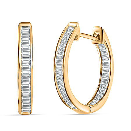 Designer Inspired - 9K Yellow Gold Diamond Hoop Earrings 1.00 Ct.