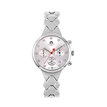 WILLIAM HUNT Japan Movt. White Dial 5 ATM Water Resistant Moissanite Watch with Stainless Steel Chain Strap