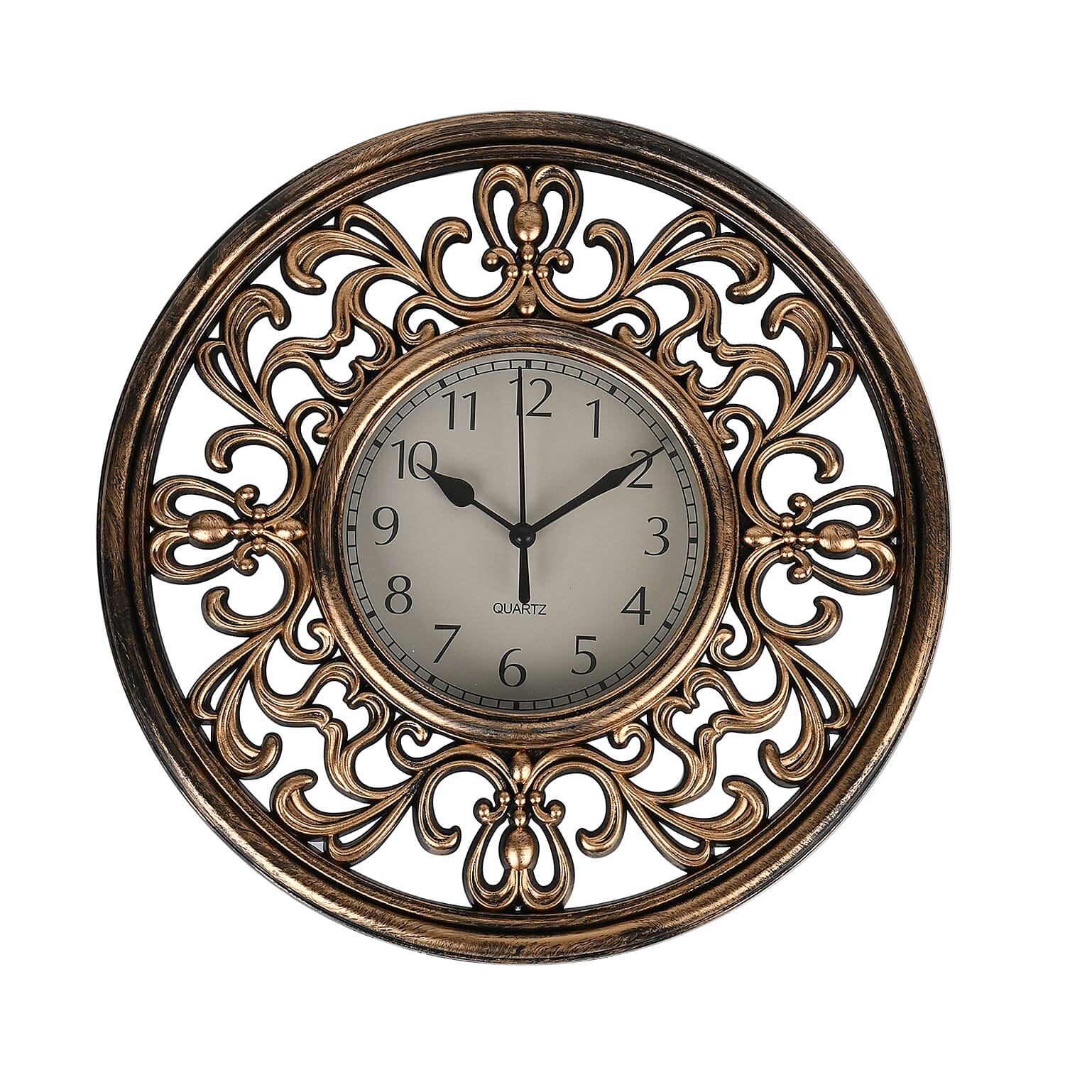 Set of 2 Round Retro Design Analog Wall Clock - Brown & Silver - Fluerdilis