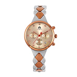 WILLIAM HUNT Japan Movt. Gold Dial 5 ATM Water Resistant Moissanite Watch with Stainless Steel Chain Strap