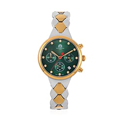 WILLIAM HUNT Japan Movt. Gold Dial 5 ATM Water Resistant Moissanite Watch with Stainless Steel Chain Strap