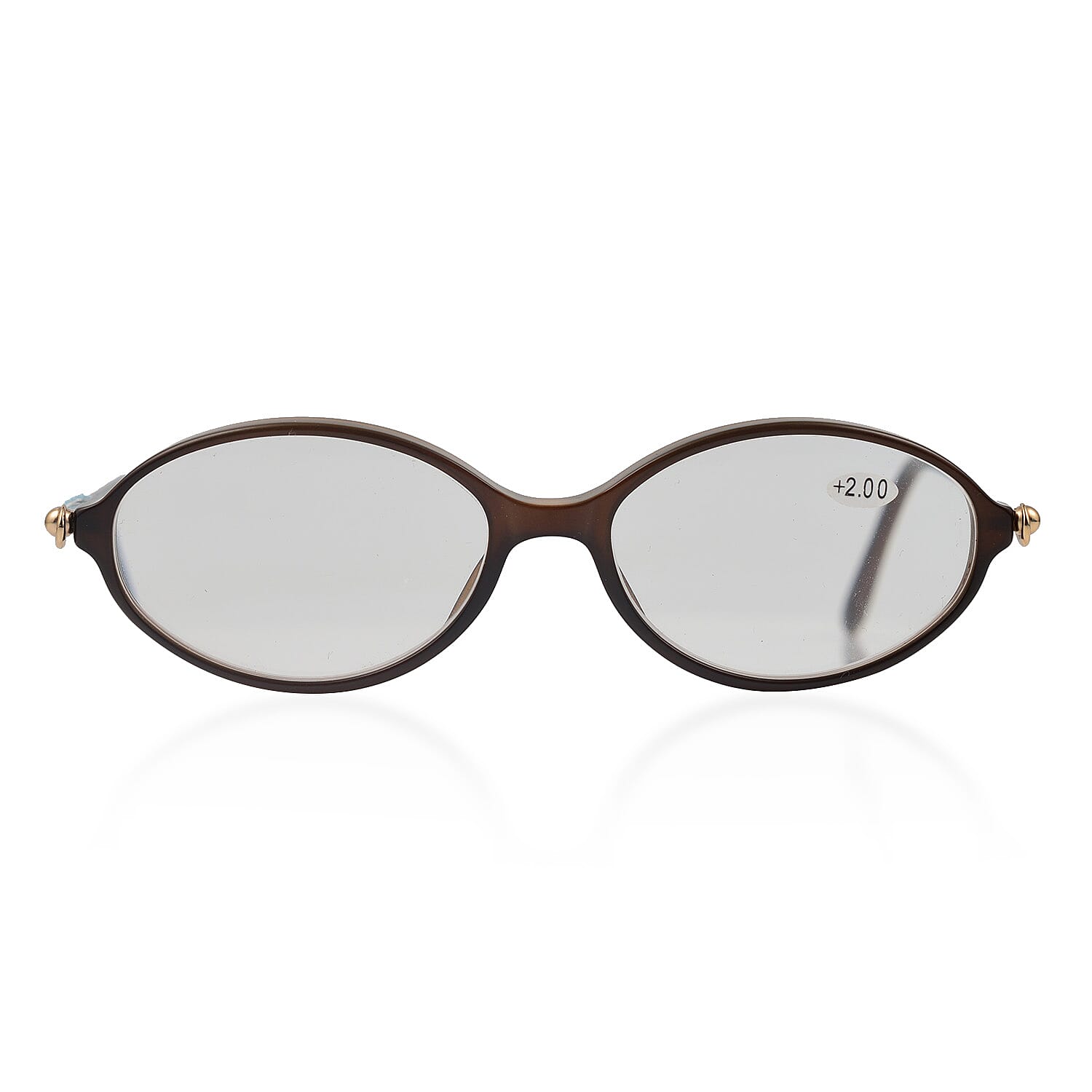 Designer Closeout - VALENTINO Oval Unisex Readers (Power 2.0 D) - Dark Brown