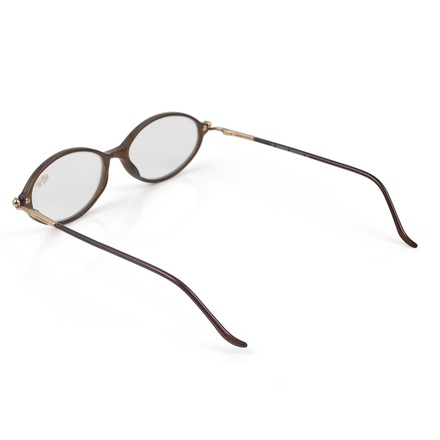 Designer Closeout - VALENTINO Oval Unisex Readers (Power 2.0 D) - Dark Brown