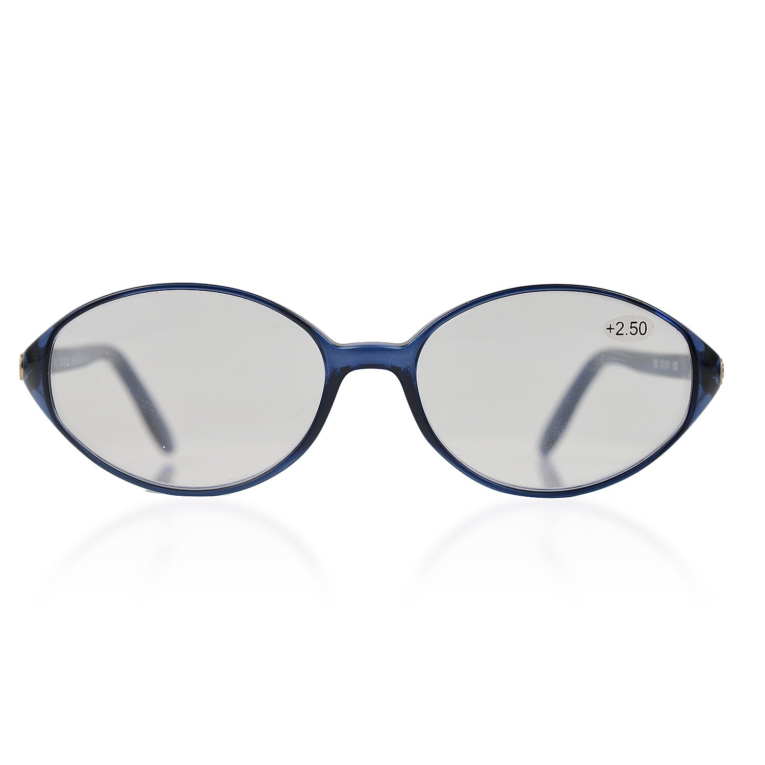 Designer Closeout - VALENTINO Rectangular Unisex Oval Readers (Power 2.50) - Blue Heather