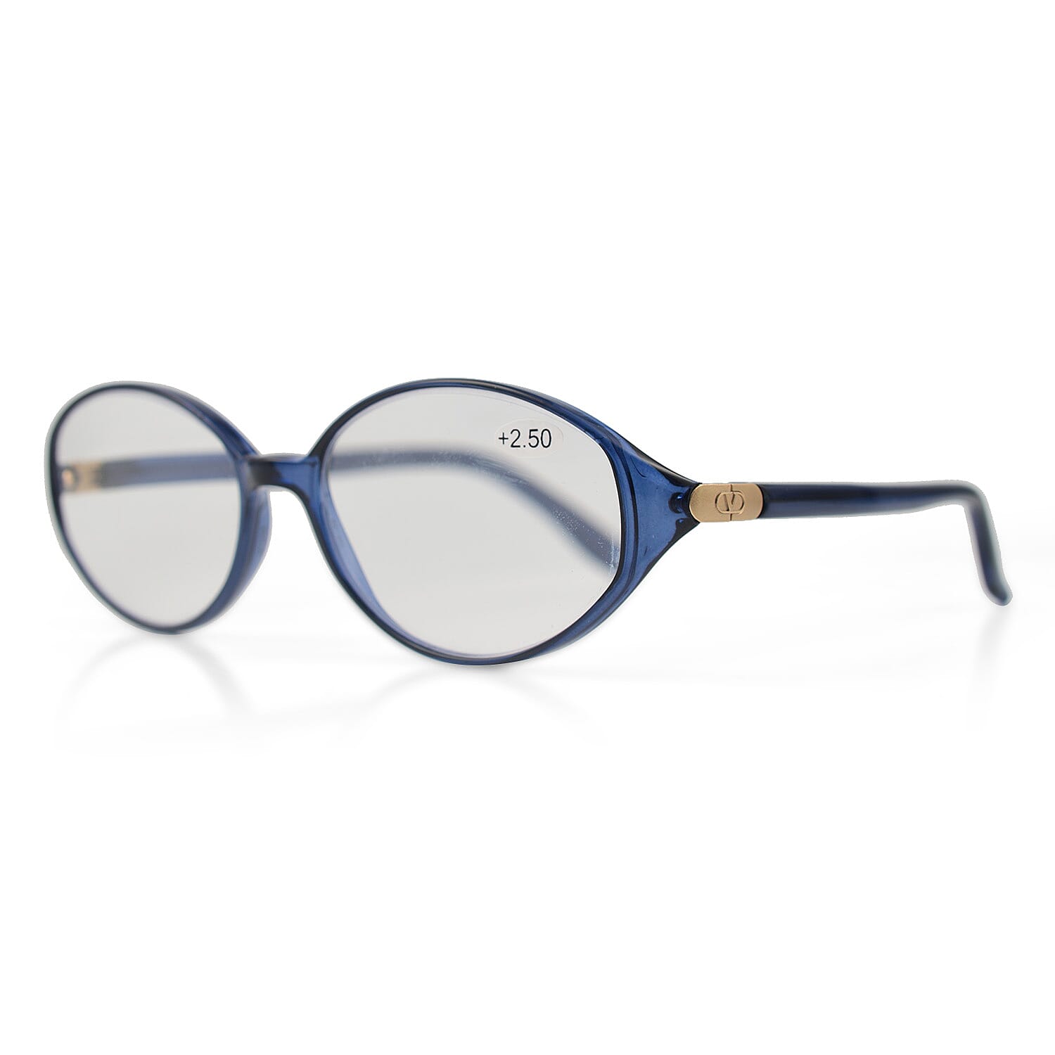 Designer Closeout - VALENTINO Rectangular Unisex Oval Readers (Power 2.50) - Blue Heather